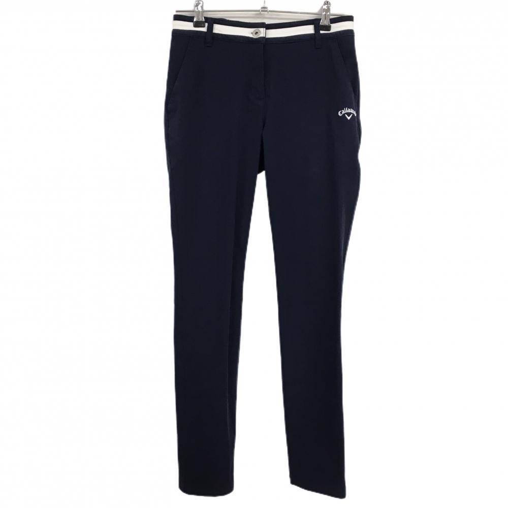 キャロウェイ パンツ ネイビー×白 ベルト部ライン ストレッチ  レディース M ゴルフウェア Callaway