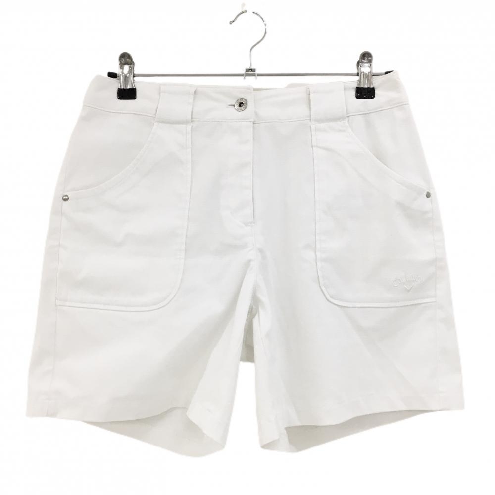 【超美品】キャロウェイ ショートパンツ 白 ロゴ刺しゅう レディース L ゴルフウェア Callaway