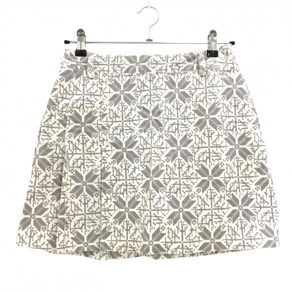 【美品】キャロウェイ コーデュロイスカート 白×グレー 総柄 レディース M ゴルフウェア Callaway