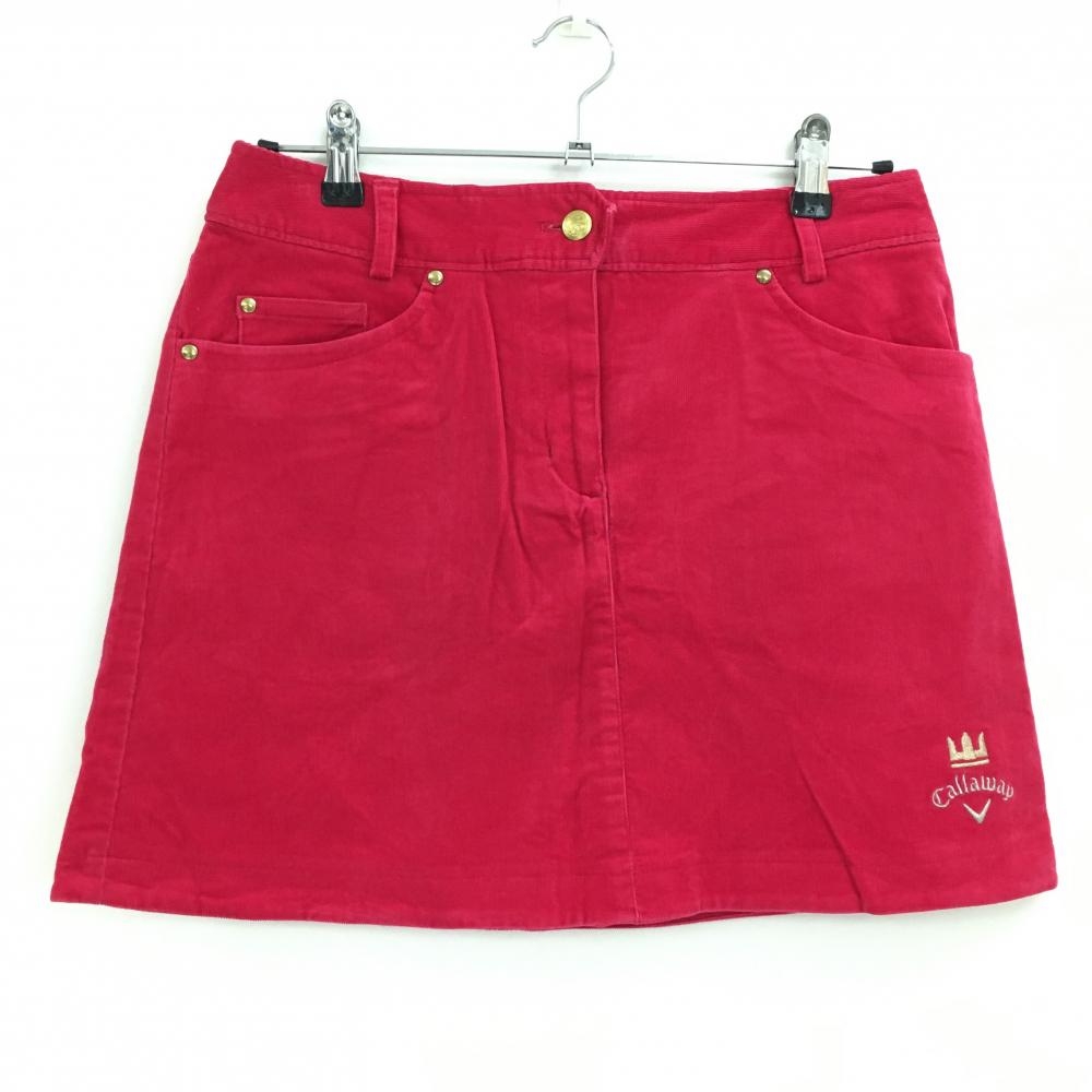 キャロウェイ スカート レッドピンク コーデュロイ ロゴ刺しゅう レディース L ゴルフウェア Callaway