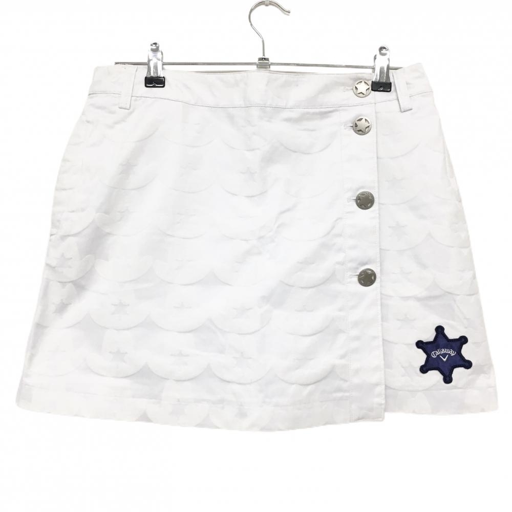 キャロウェイ スカート 白 ハット総柄 星ボタン 内側パンツ レディース L ゴルフウェア Callaway