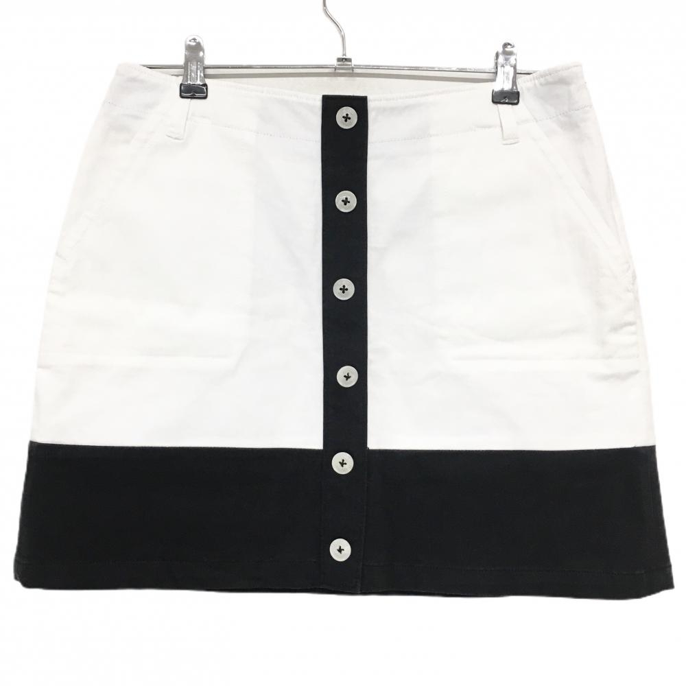 キャロウェイ スカート 白×黒 バイカラー 飾りボタン レディース L ゴルフウェア Callaway