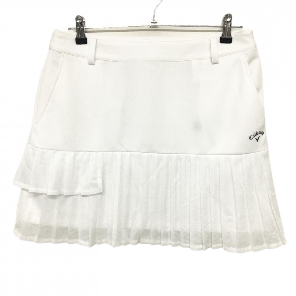 キャロウェイ スカート 白 裾メッシュプリーツ  レディース LL ゴルフウェア Callaway
