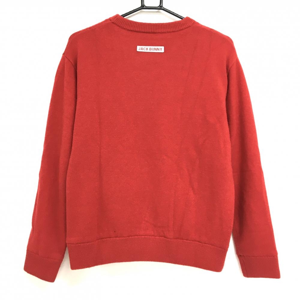 ジャックバニー セーター レッド×白 ビッグロゴ 裏地付き ニット  