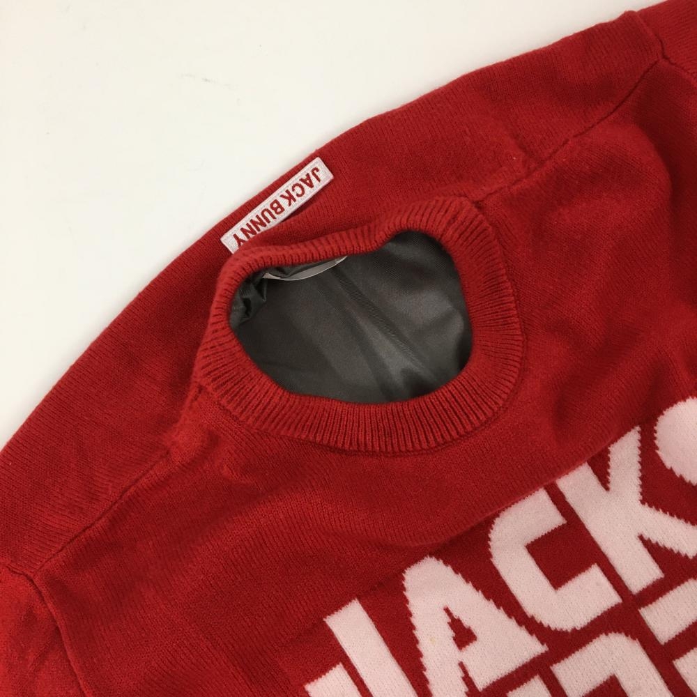 ジャックバニー セーター レッド×白 ビッグロゴ 裏地付き ニット  