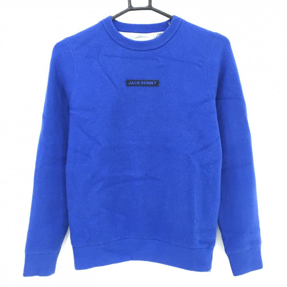 ジャックバニー セーター ブルー フロントロゴ 裏地付き ニット  レディース 0(S) ゴルフウェア Jack Bunny
