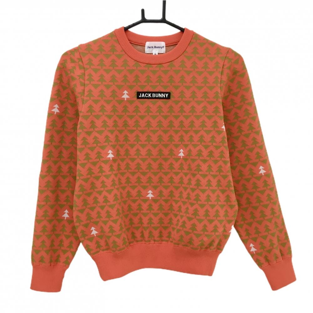 美品】ジャックバニー セーター オレンジ×ブラウン 総柄 ニット