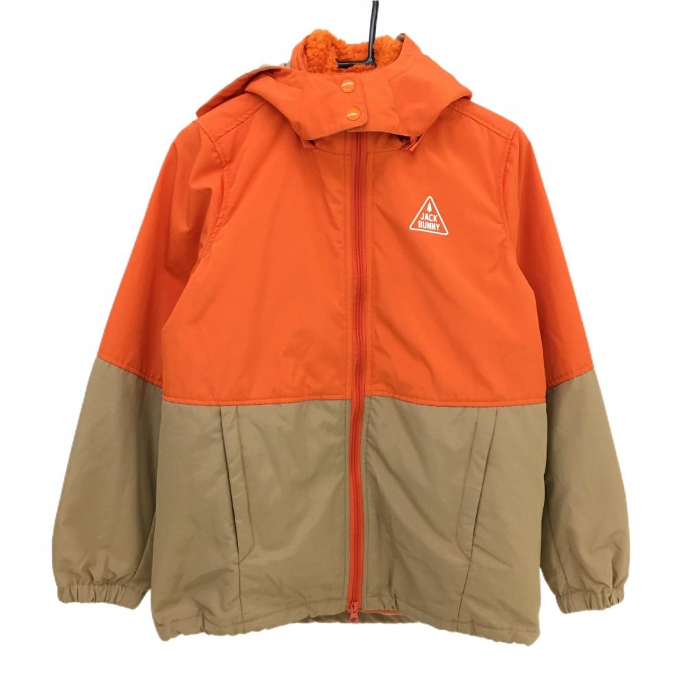 【超美品】ジャックバニー ライナー付ジャケット オレンジ×ベージュ フード着脱可 ボアベスト  レディース M ゴルフウェア Jack Bunny
