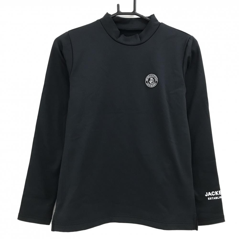 【超美品】ジャックバニー 長袖ハイネックシャツ 黒 裏起毛 ロゴ刺しゅう レディース 0(S) ゴルフウェア 2024年モデル Jack Bunny