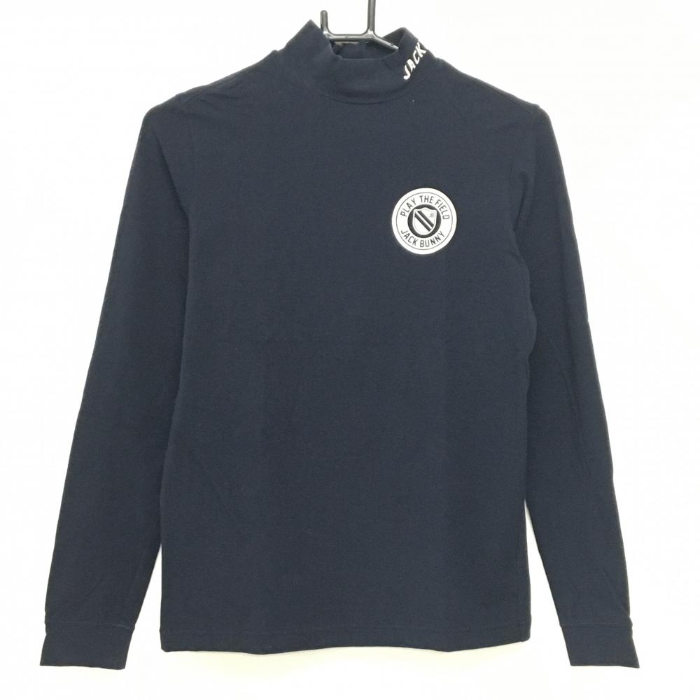 ジャックバニー 長袖ハイネックシャツ ネイビー×白 ロゴ レディース 1