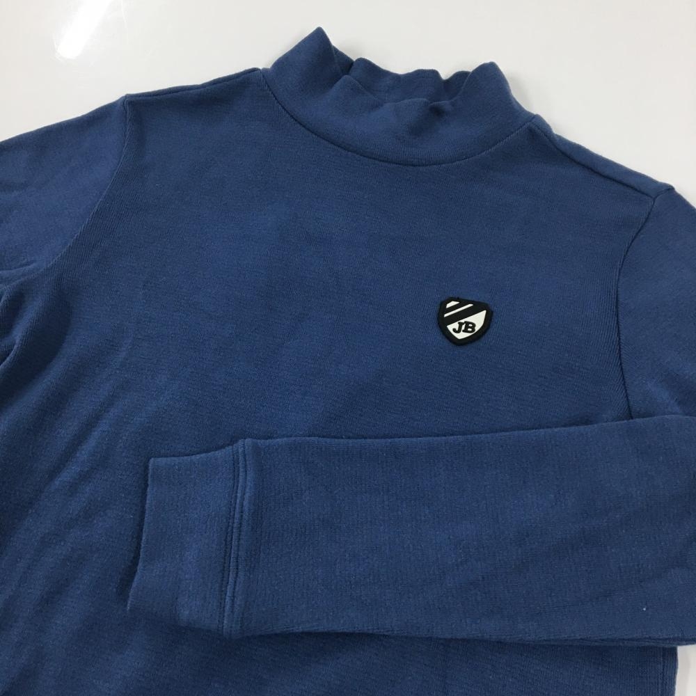 美品】ジャックバニー 長袖ハイネックシャツ ネイビー 微起毛 ワッペン