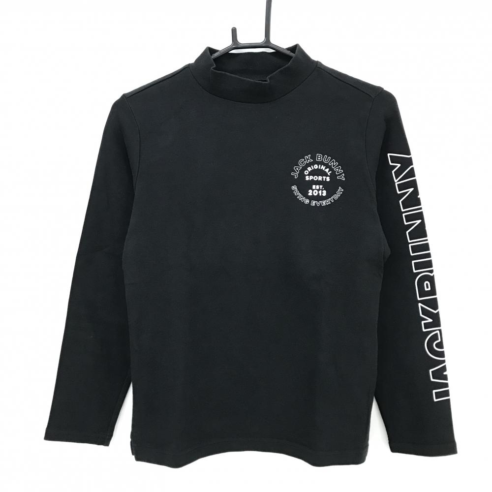 新品■13,200円【ジャックバニー】 1/M レディース　長袖　ハイネック ジャックバニー 長袖ハイネックシャツ 黒×白 袖ロゴプリント