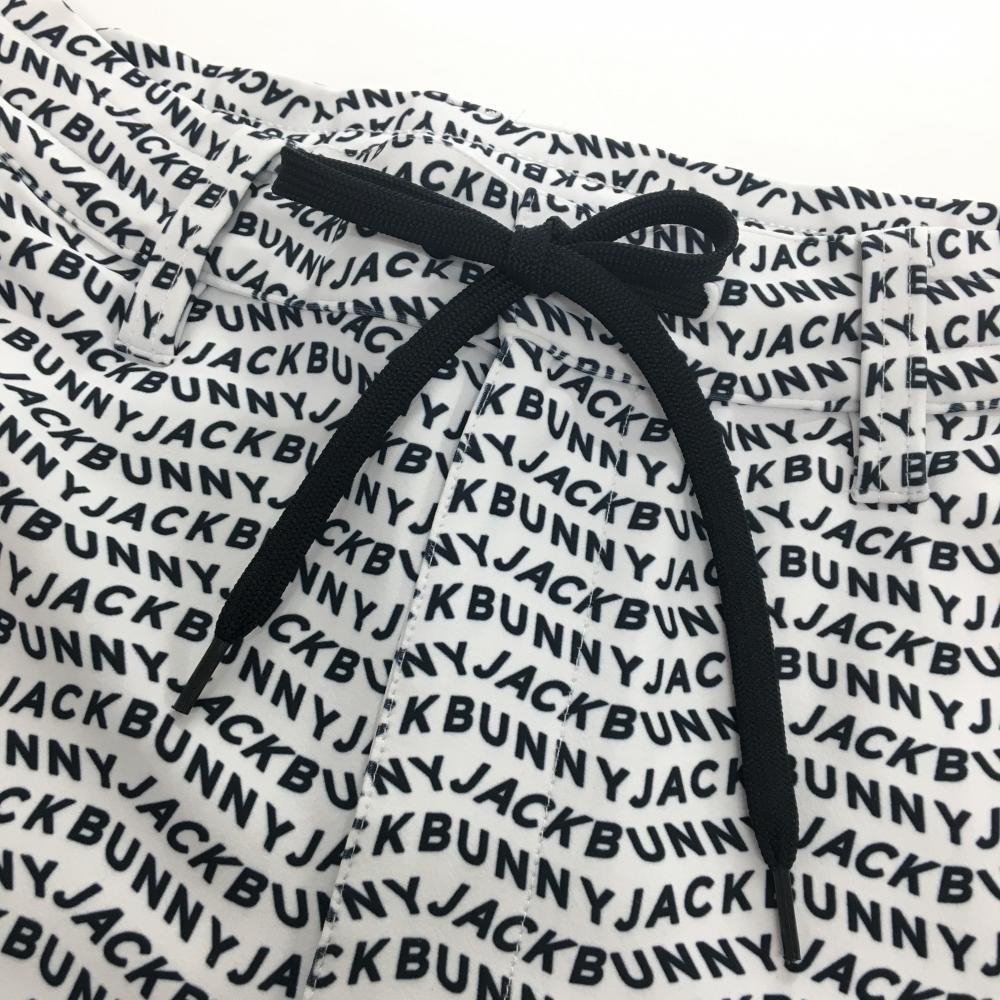 超美品】ジャックバニー ストレッチパンツ 白×黒 ロゴ総柄 レディース