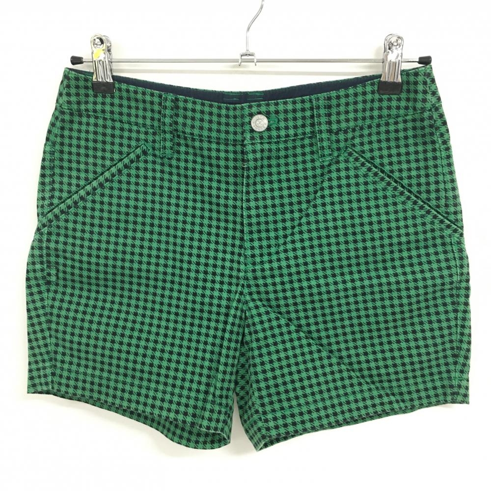 ジャックバニー ショートパンツ グリーン×黒 チェック レディース 0(S) ゴルフウェア Jack Bunny