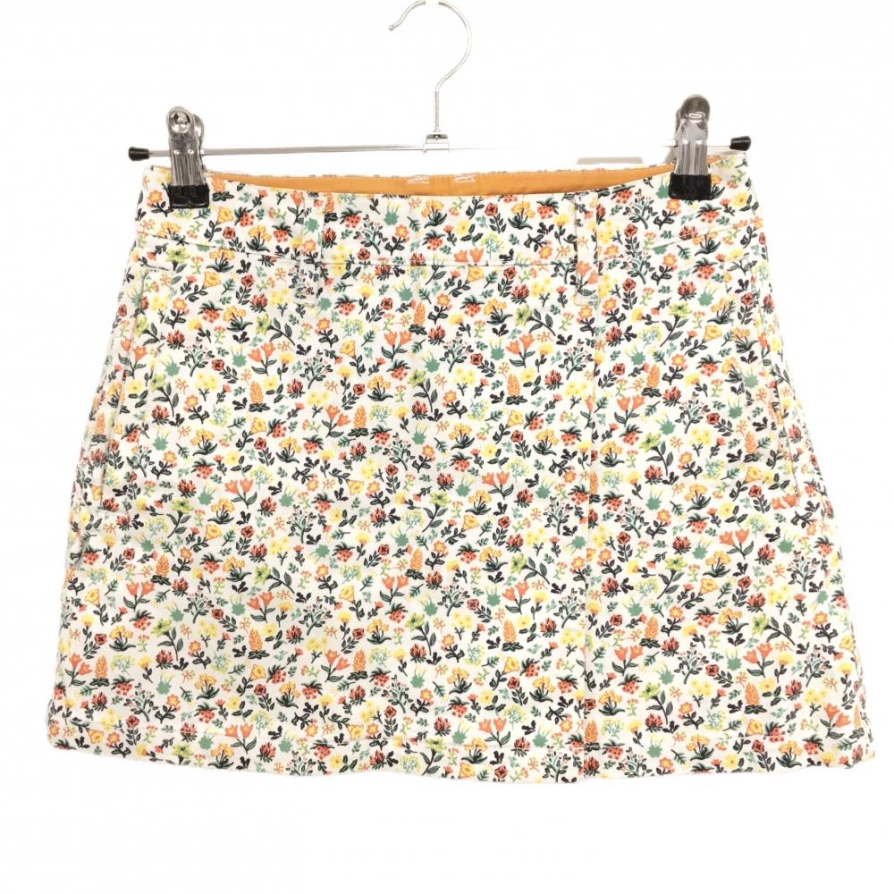 ジャックバニー スカート 白×オレンジ 花総柄 内側インナーパンツ  レディース 0(S) ゴルフウェア Jack Bunny