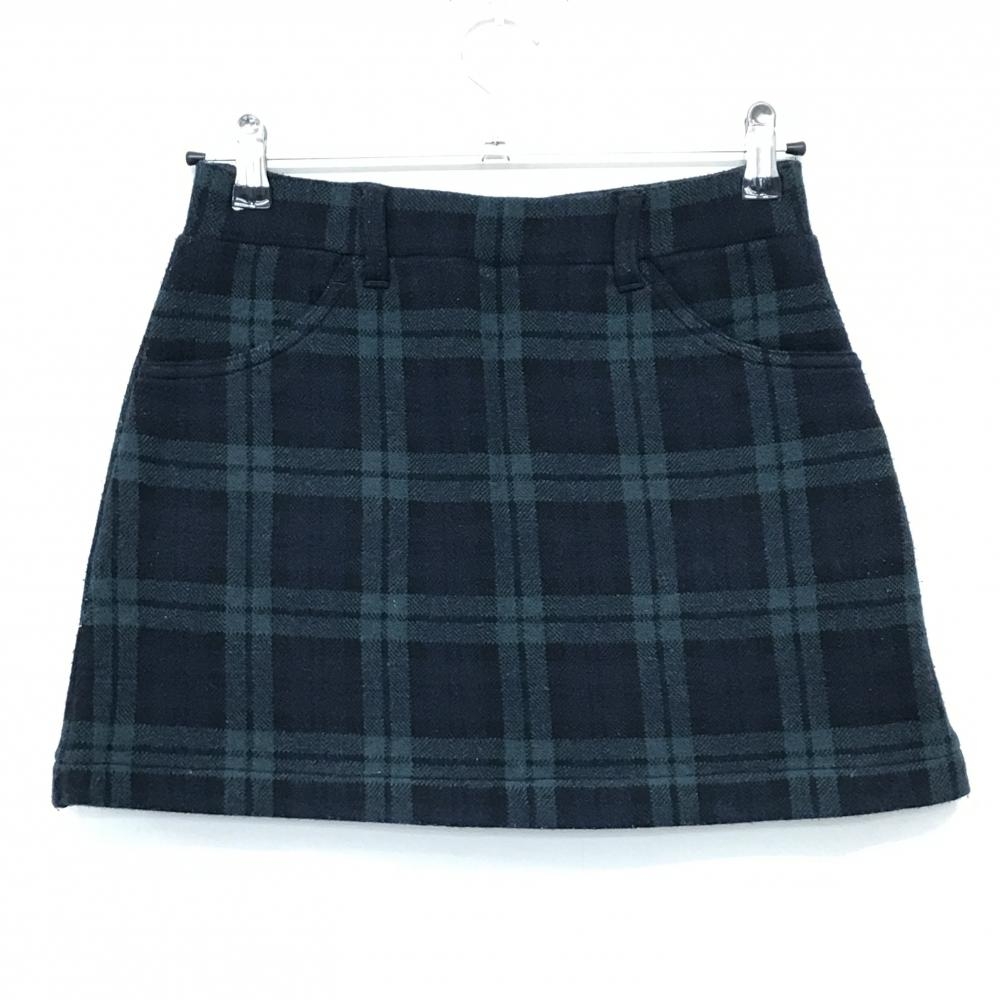 ジャックバニー スカート ネイビー×グリーン チェック 微起毛素材 内側インナーパンツ レディース 0(S) ゴルフウェア Jack Bunny
