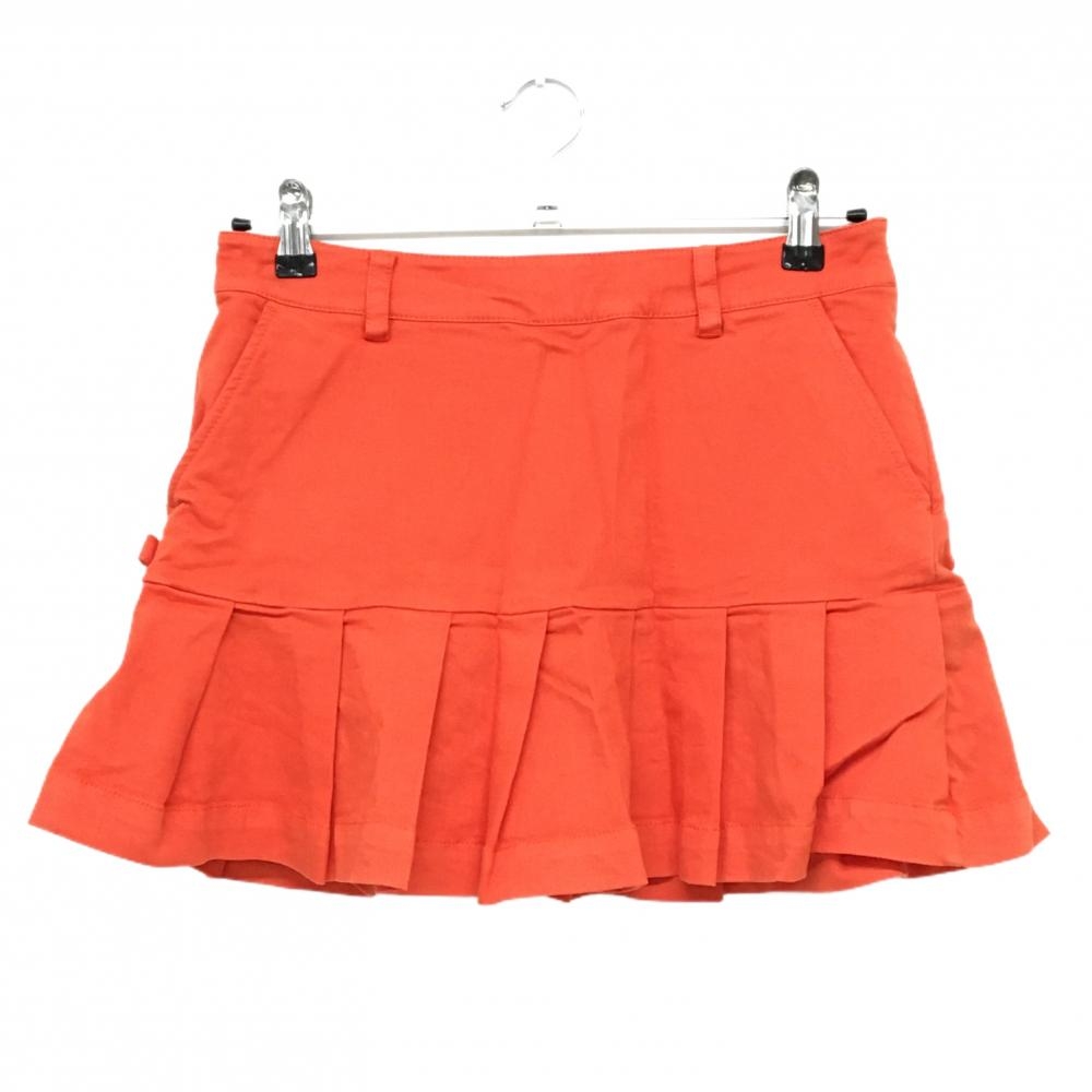 【美品】ジャックバニー スカート オレンジ 裾プリーツ 内側インナーパンツ レディース 1(M) ゴルフウェア Jack Bunny