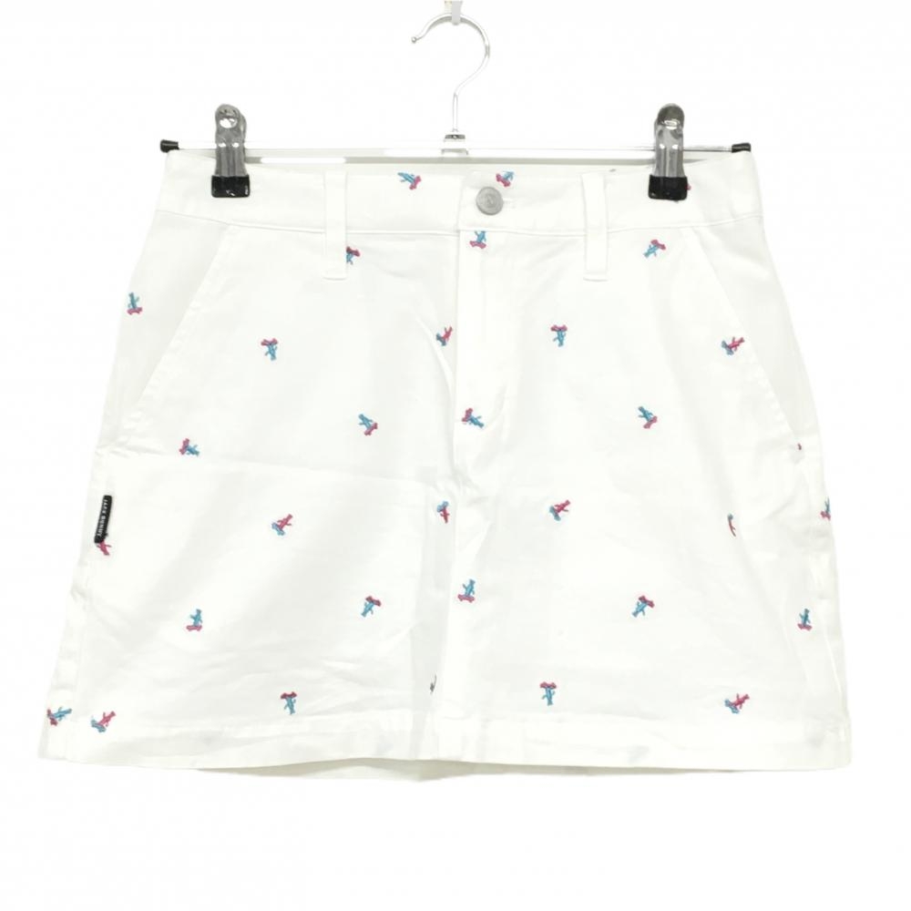 美品】ジャックバニー スカート 白×ピンク 総柄 内側インナーパンツ