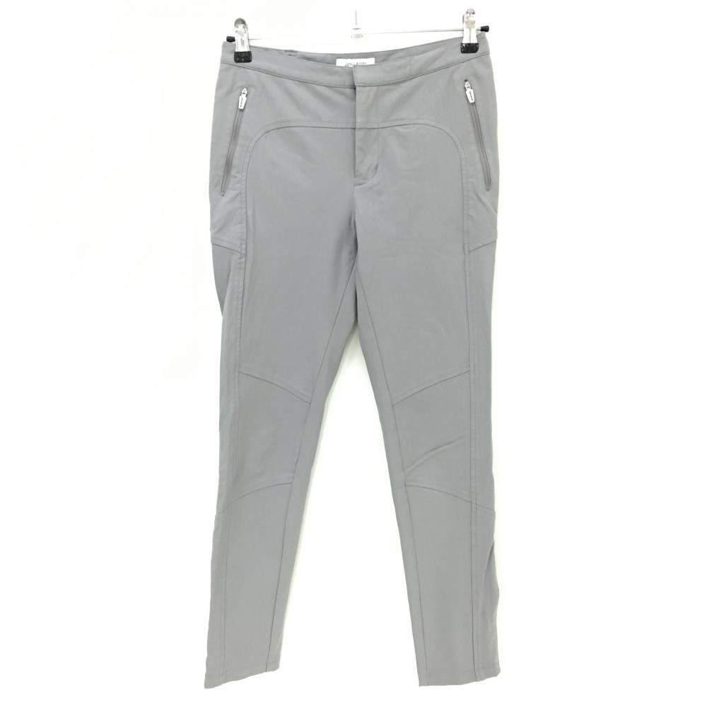 【美品】ジュンアンドロペ パンツ グレー バックロゴ 裾ジップ  レディース M ゴルフウェア JUN＆ROPE