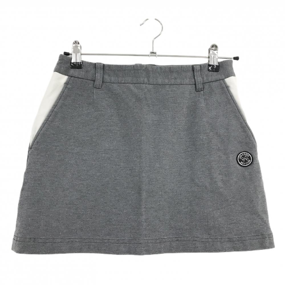 【超美品】ジュンアンドロペ スカート グレー×白 内側インナーパンツ蓄熱裏地  レディース M ゴルフウェア JUN＆ROPE