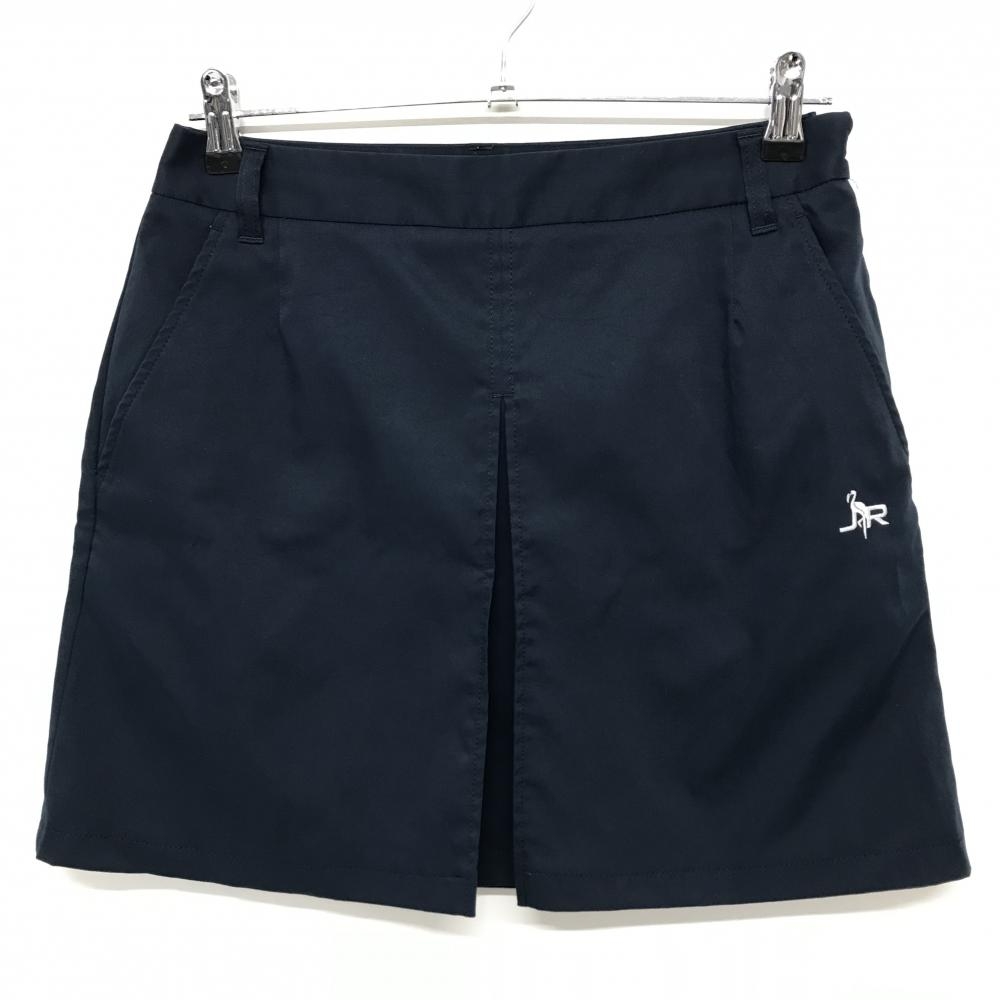 【美品】ジュンアンドロペ スカート ネイビー ボックスプリーツ ロゴ白 レディース L ゴルフウェア JUN＆ROPE