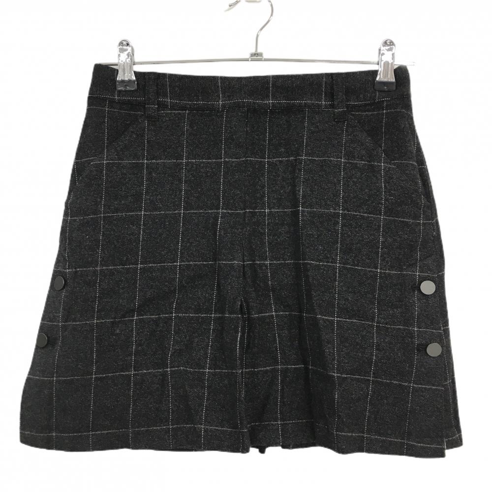【美品】ジュンアンドロペ スカート グレー×白 格子 微起毛素材  レディース S ゴルフウェア JUN＆ROPE