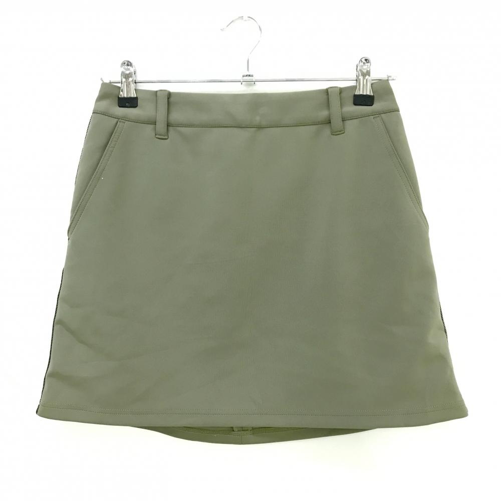 【超美品】ジュンアンドロペ ストレッチスカート カーキ×白 サイド柄ライン レディース M ゴルフウェア JUN＆ROPE