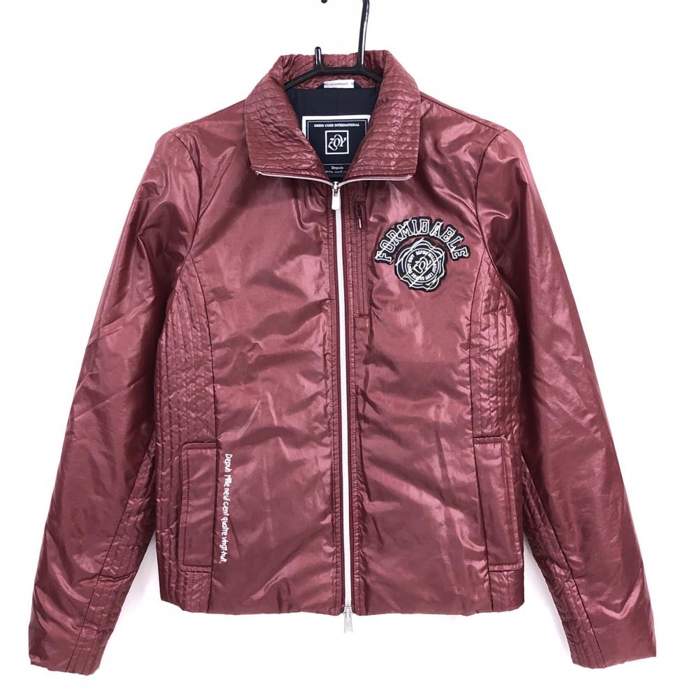 ゾーイ ダウンジャケット ボルドー系 ロゴワッペン レディース 40(L) ゴルフウェア ZOY