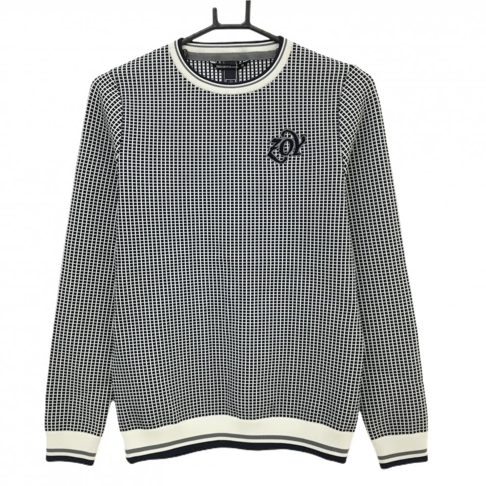 【新品】ゾーイ セーター ネイビー×白 格子柄 ニット レディース 38(M) ゴルフウェア ZOY