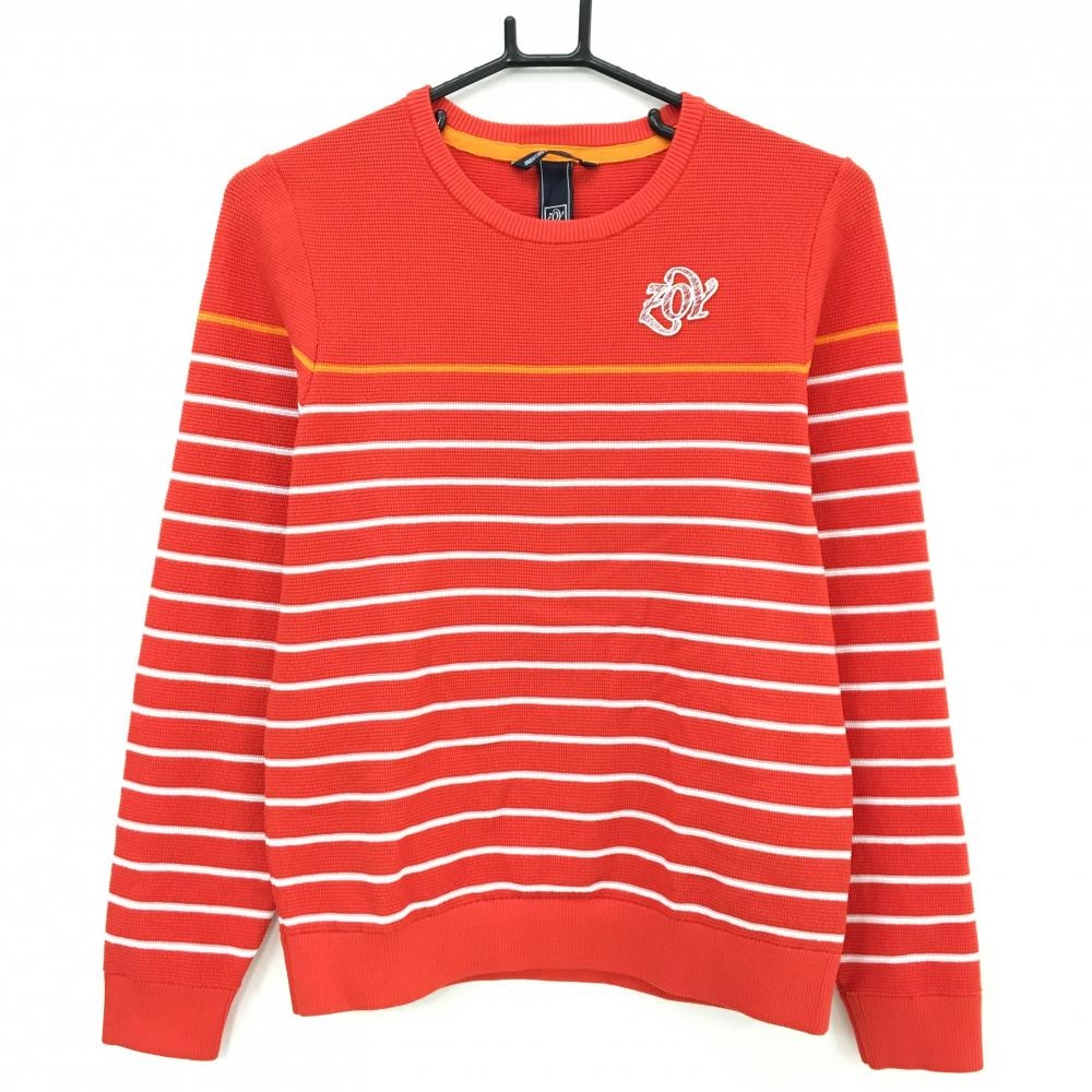 【美品】ゾーイ セーター レッド×白ボーダー ニット レディース 38(M) ゴルフウェア ZOY