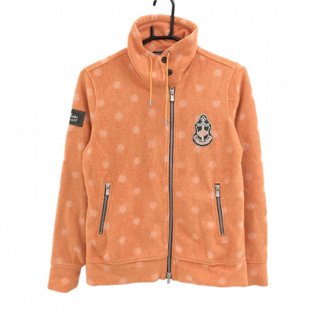【美品】ゾーイ ジャケット オレンジ ドット 起毛素材 裏地付 レディース 40(L) ゴルフウェア ZOY