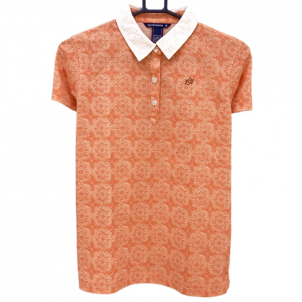 ZOY ゾーイ ノースリーブ ポロシャツ 花柄 ネイビー 36 38