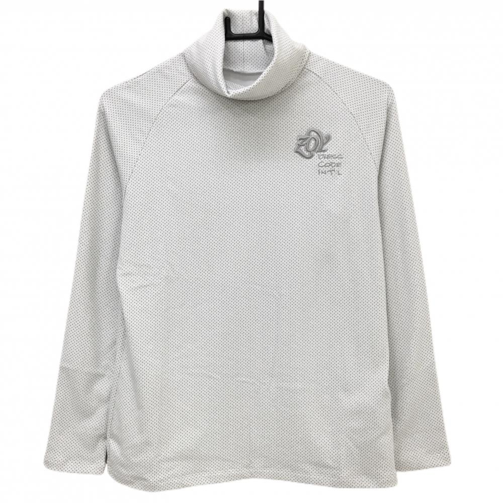【新品】ゾーイ 長袖タートルネックシャツ 白×グレー ドット風  レディース 38(M) ゴルフウェア ZOY