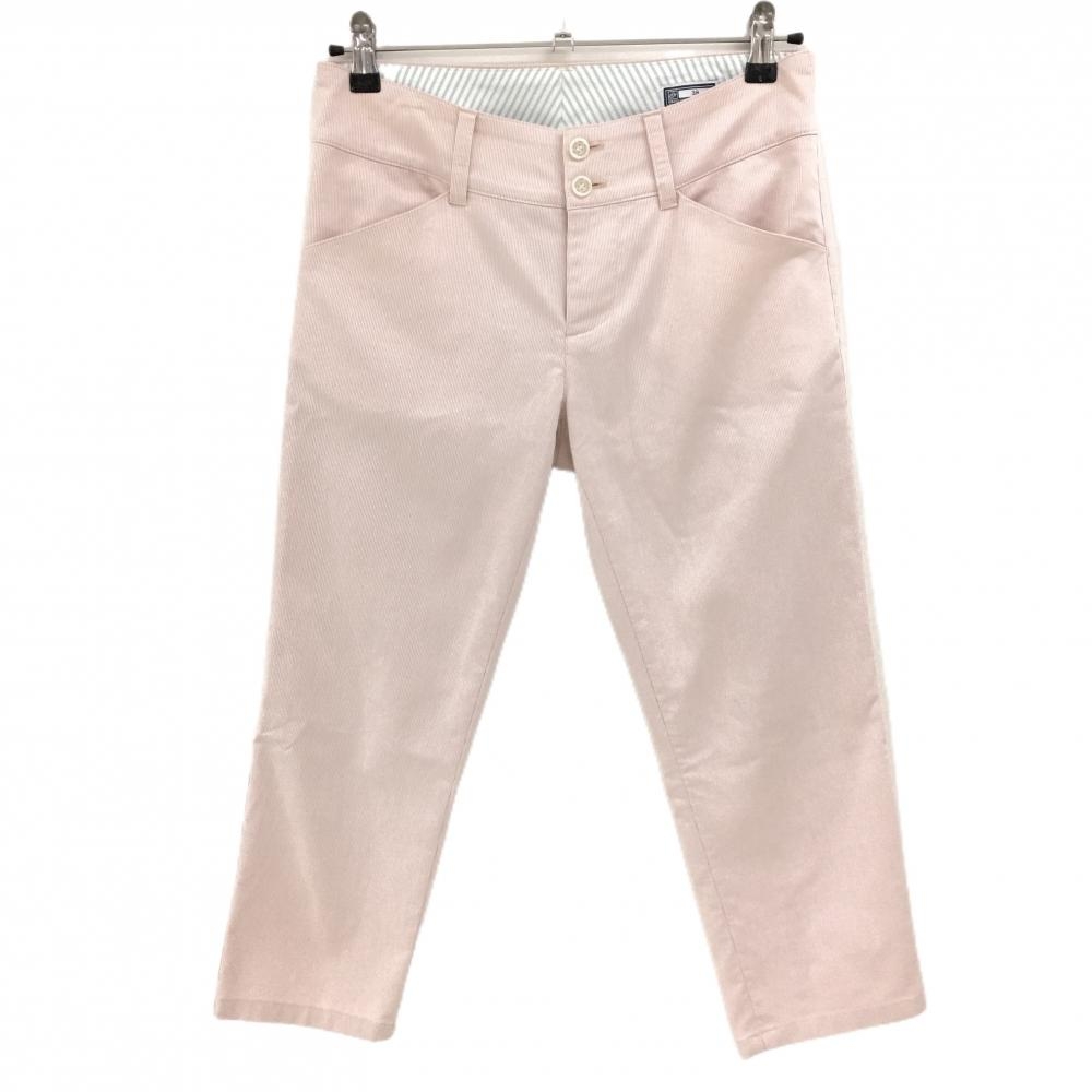 ゾーイ 七分丈パンツ 白×ピンク 細ストライプ レディース 38(M) ゴルフウェア ZOY