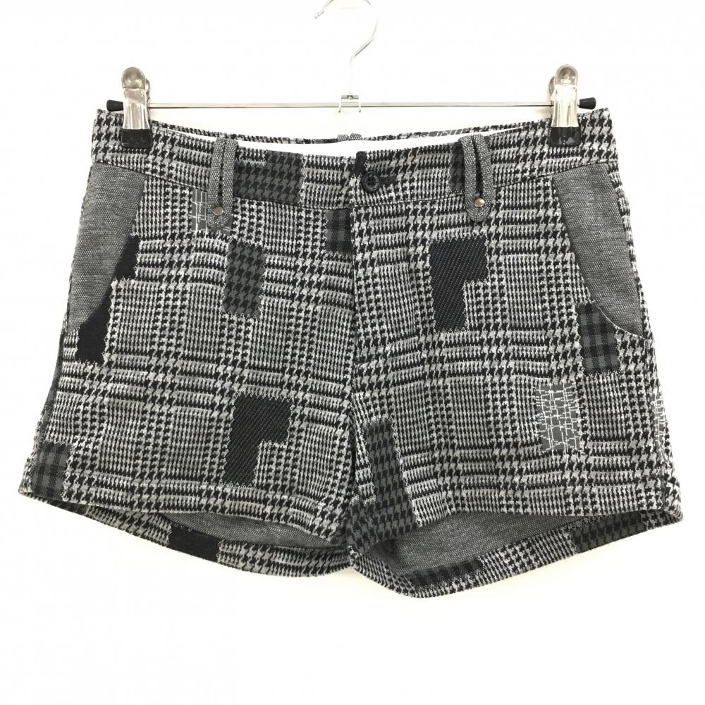 【美品】ゾーイ ニットショートパンツ グレー×ダークグレー グレンチェック ウール混 レディース S ゴルフウェア ZOY
