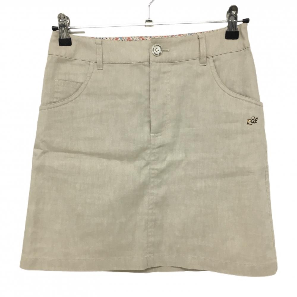 【超美品】ゾーイ スカート ライトベージュ インナーパンツ付 麻混 レディース 36(S) ゴルフウェア ZOY