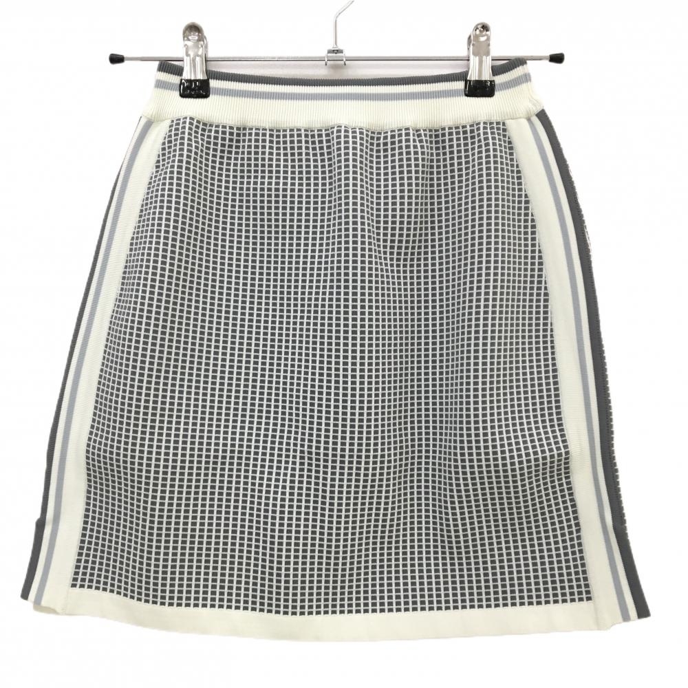 【新品】ゾーイ ニットスカート グレー×白 格子柄 一部裏地付き レディース 36(S) ゴルフウェア ZOY