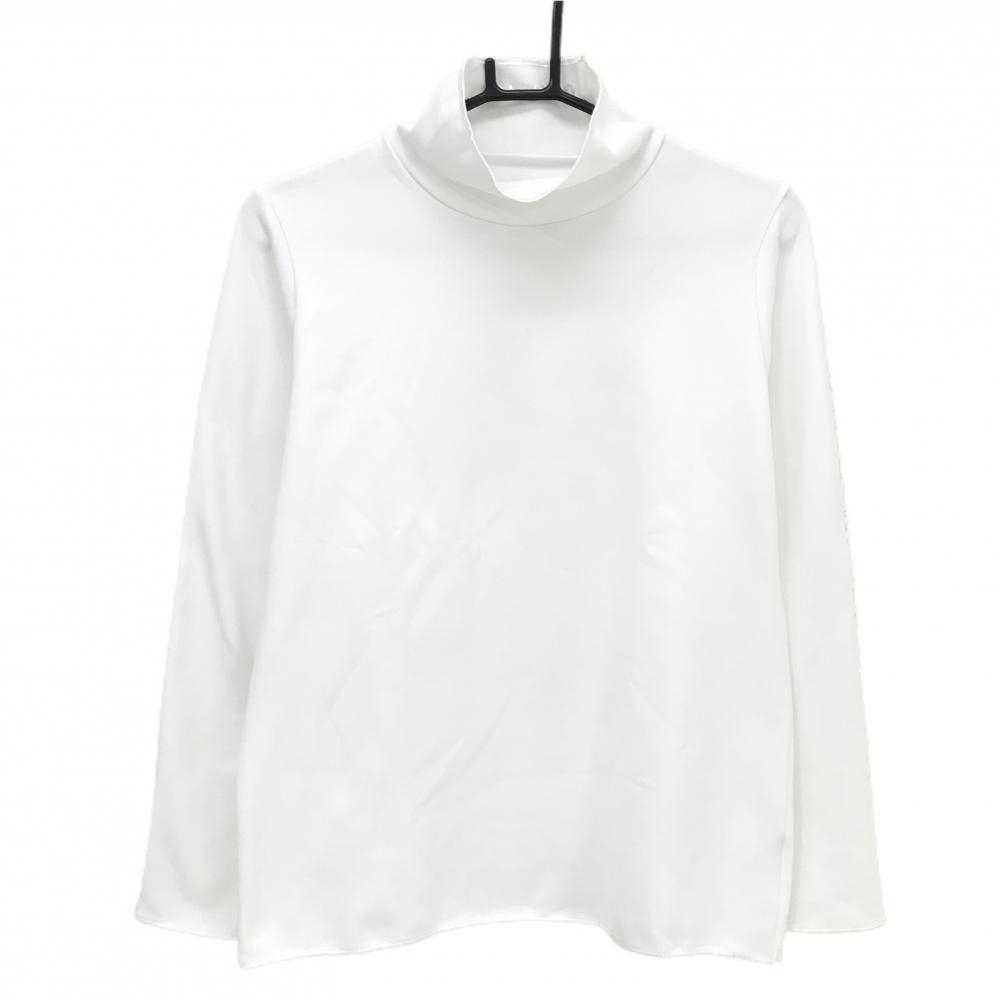 【超美品】ダンスウィズドラゴン 長袖ハイネックシャツ 白 裏微起毛 ロゴラインストーン  レディース 3(L) ゴルフウェア Dance With Dragon