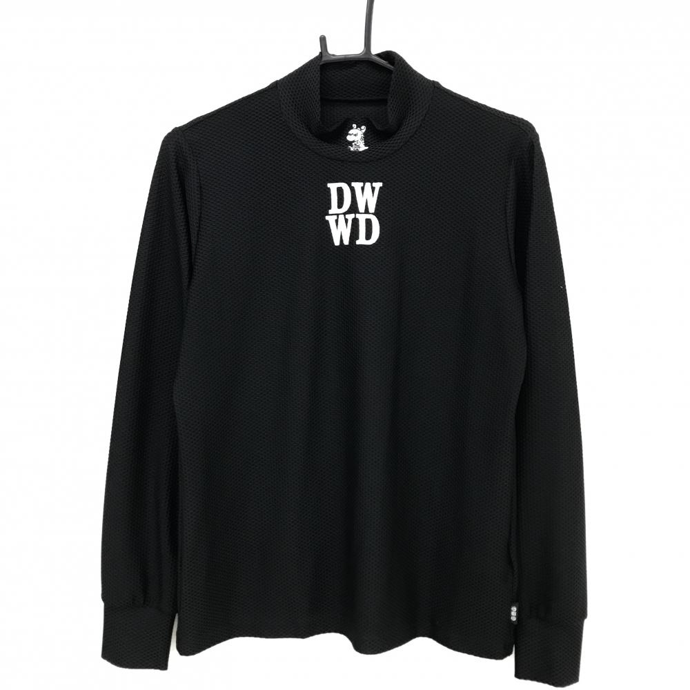【超美品】ダンスウィズドラゴン 長袖ハイネックシャツ 黒×白 ネックチビドラ レディース 3(L) ゴルフウェア Dance With Dragon