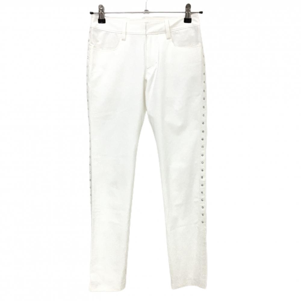 ダンスウィズドラゴン パンツ 白 ストレッチ サイドラインストーン  レディース 1(S) ゴルフウェア Dance With Dragon