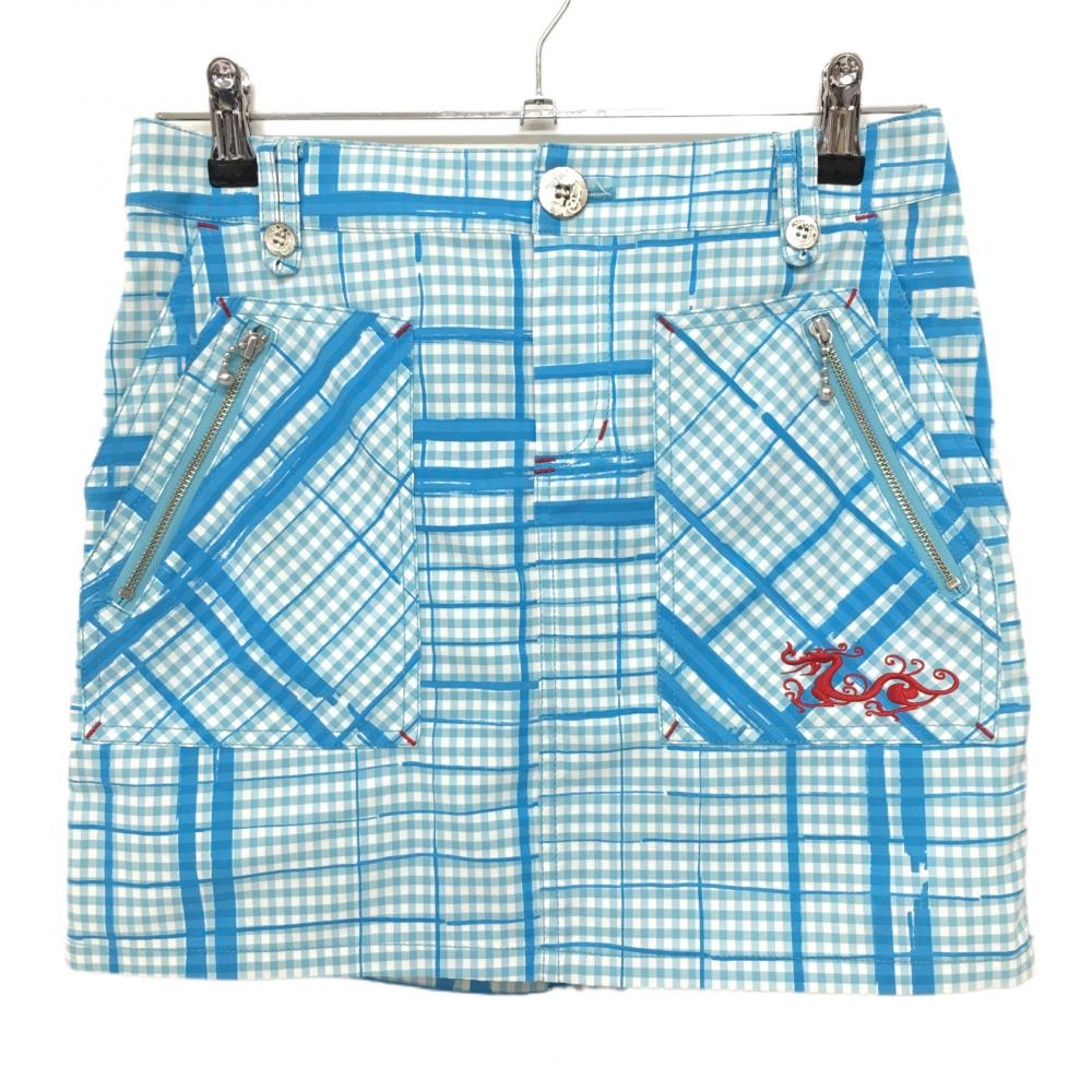 美品】ダンスウィズドラゴン スカートライトブルー×白 ギンガム