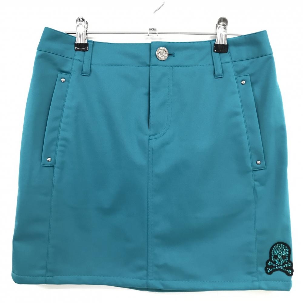 【超美品】ダンスウィズドラゴン スカート グリーン 裏微起毛 スカル レディース 3(L) ゴルフウェア Dance With Dragon