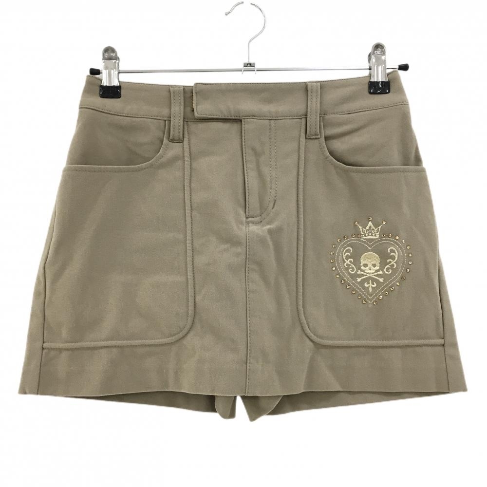 【美品】ダンスウィズドラゴン キュロットスカート ダークベージュ ストレッチ 起毛素材  レディース 1(M) ゴルフウェア Dance With Dragon