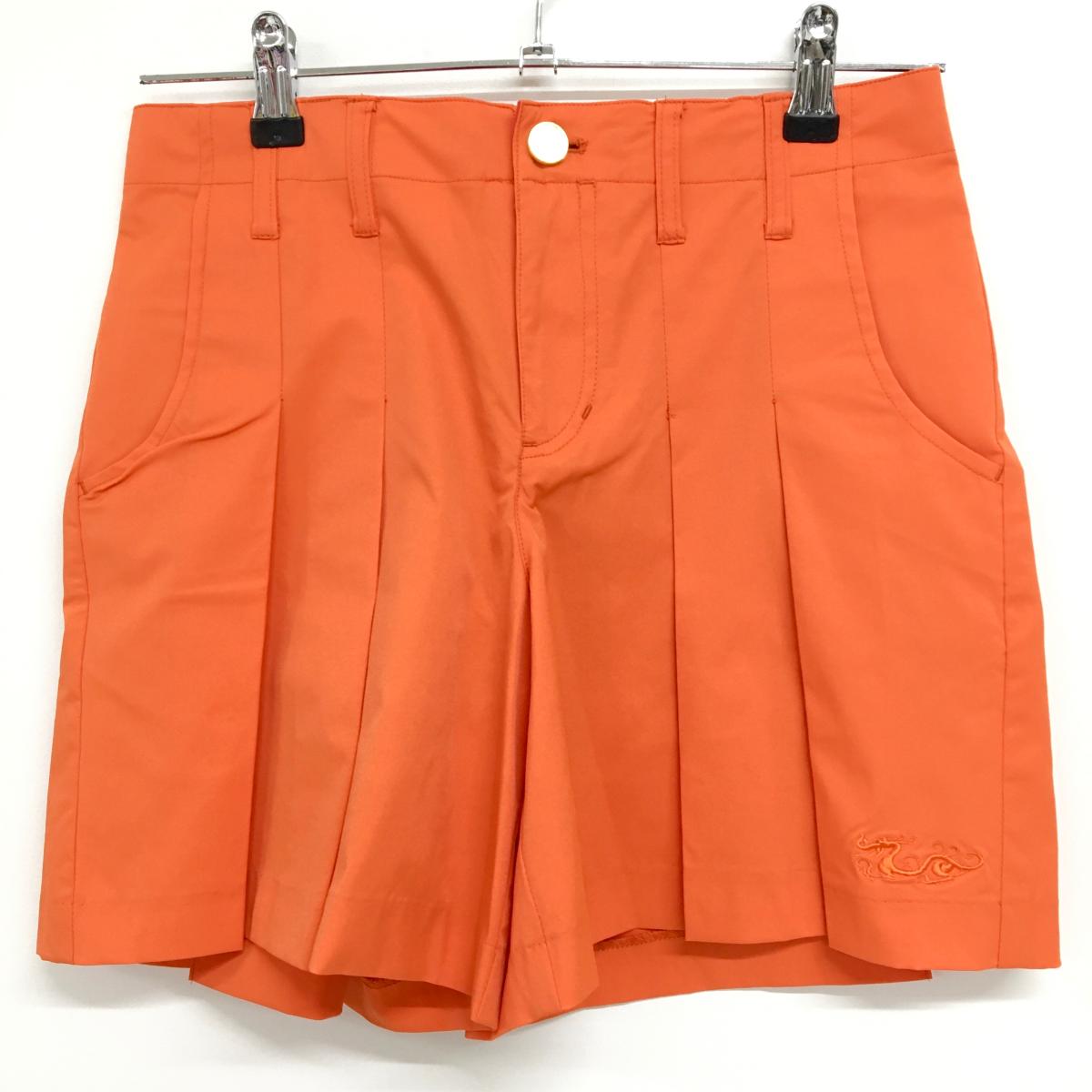 【超美品】ダンスウィズドラゴン キュロットスカート オレンジ 裾ロゴ刺しゅう 無地  レディース 2(M) ゴルフウェア Dance With Dragon