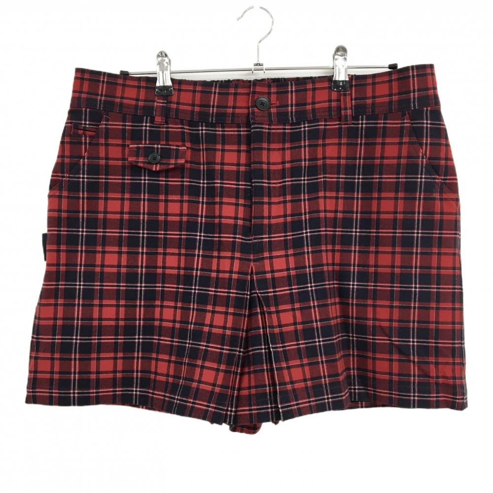 【超美品】ティゴラ キュロットスカート レッド×黒 チェック 表微起毛 レディース 2XL ゴルフウェア 大きいサイズ TIGORA