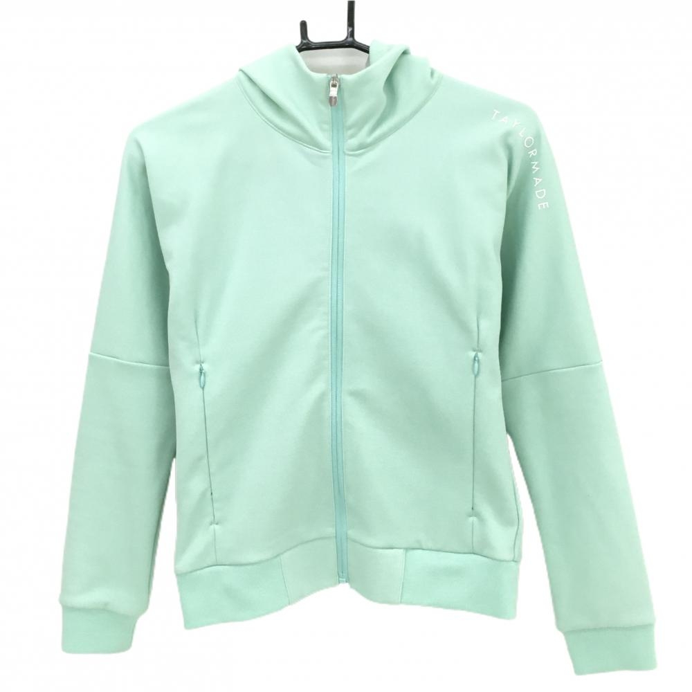 【美品】テーラーメイド ジップパーカー ミントグリーン 肩ロゴ 裏起毛  レディース S ゴルフウェア TaylorMade