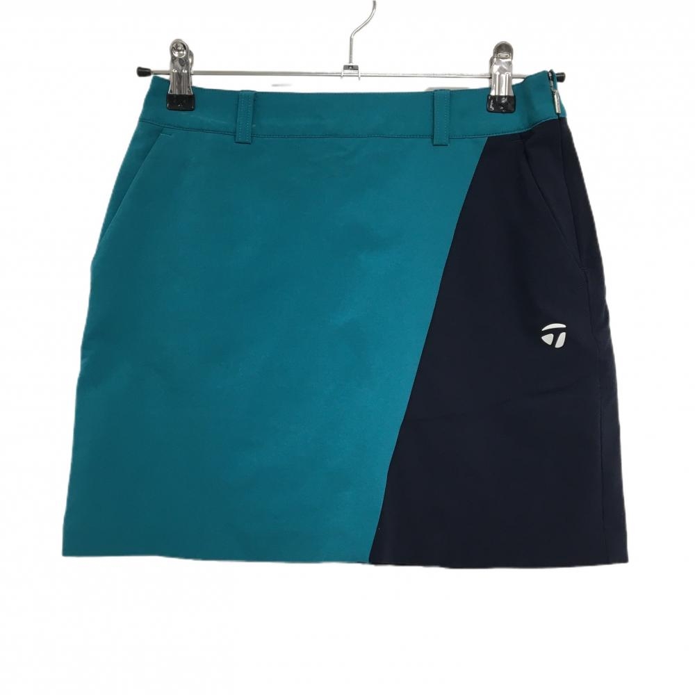 【美品】テーラーメイド スカート ブルーグリーン×ネイビー バイカラー ストレッチ  レディース XS ゴルフウェア TaylorMade 画像