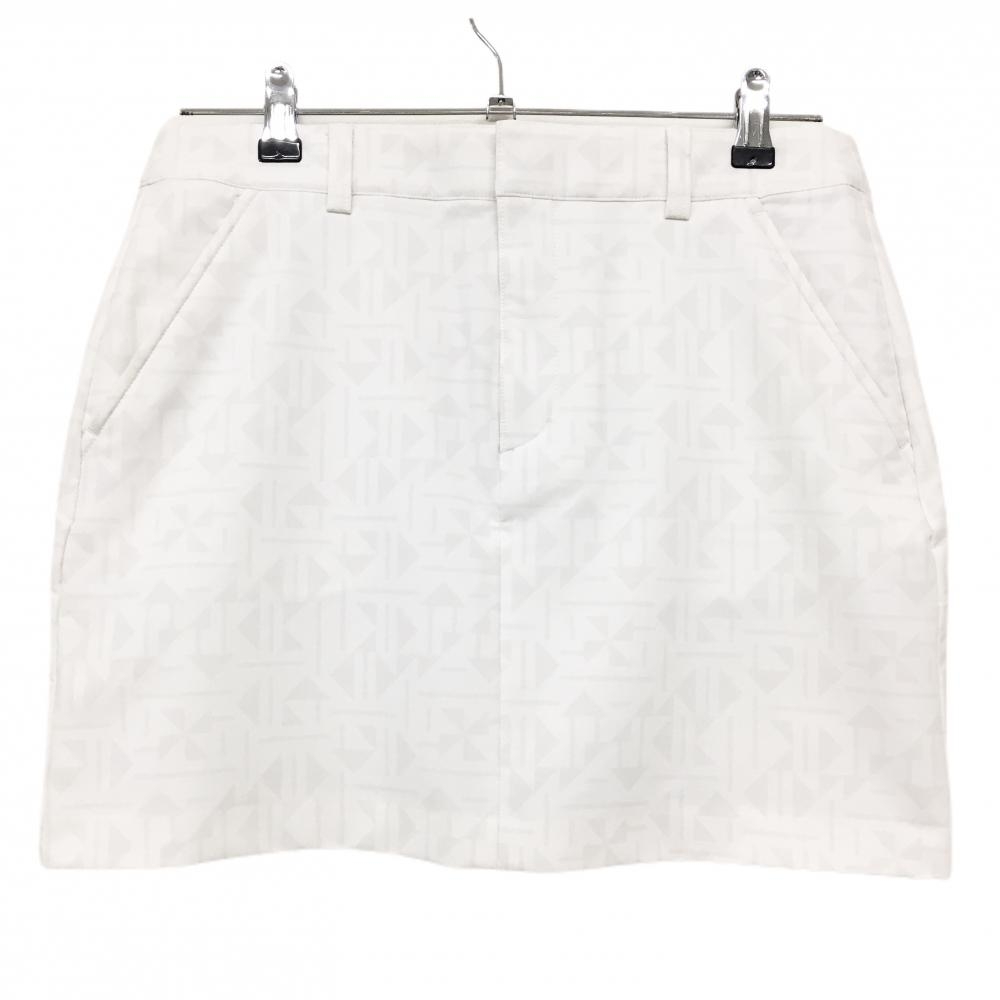 テーラーメイド スカート 白×ライトグレー 総柄 後ろプリーツ ロゴ レディース M ゴルフウェア TaylorMade