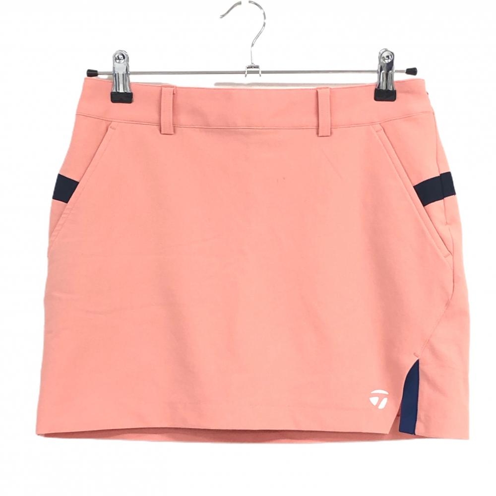 【美品】テーラーメイド ストレッチスカート サーモンオレンジ系×黒 内側インナーパンツ レディース S ゴルフウェア TaylorMade