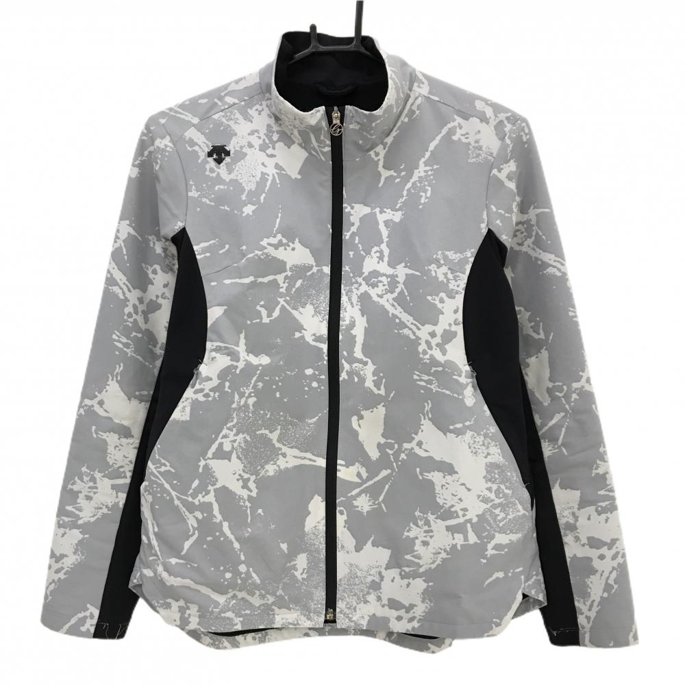 デサントゴルフ ジャケット グレー×ライトグレー 総柄 裏起毛 一部切替 中田英寿  レディース L ゴルフウェア DESCENTE